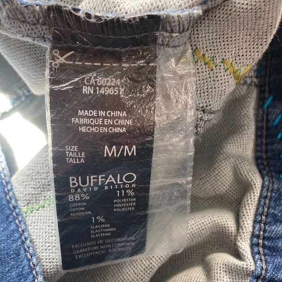 Womens Medium Upcycled Buffalo David Britton Stretch Denim Boho Jacket W/ Cat - Picture 5 of 14